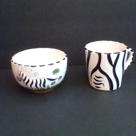 Zebra Character/Print Ceramic Cereal Bowl & Mug Set - Picture 1 of 6